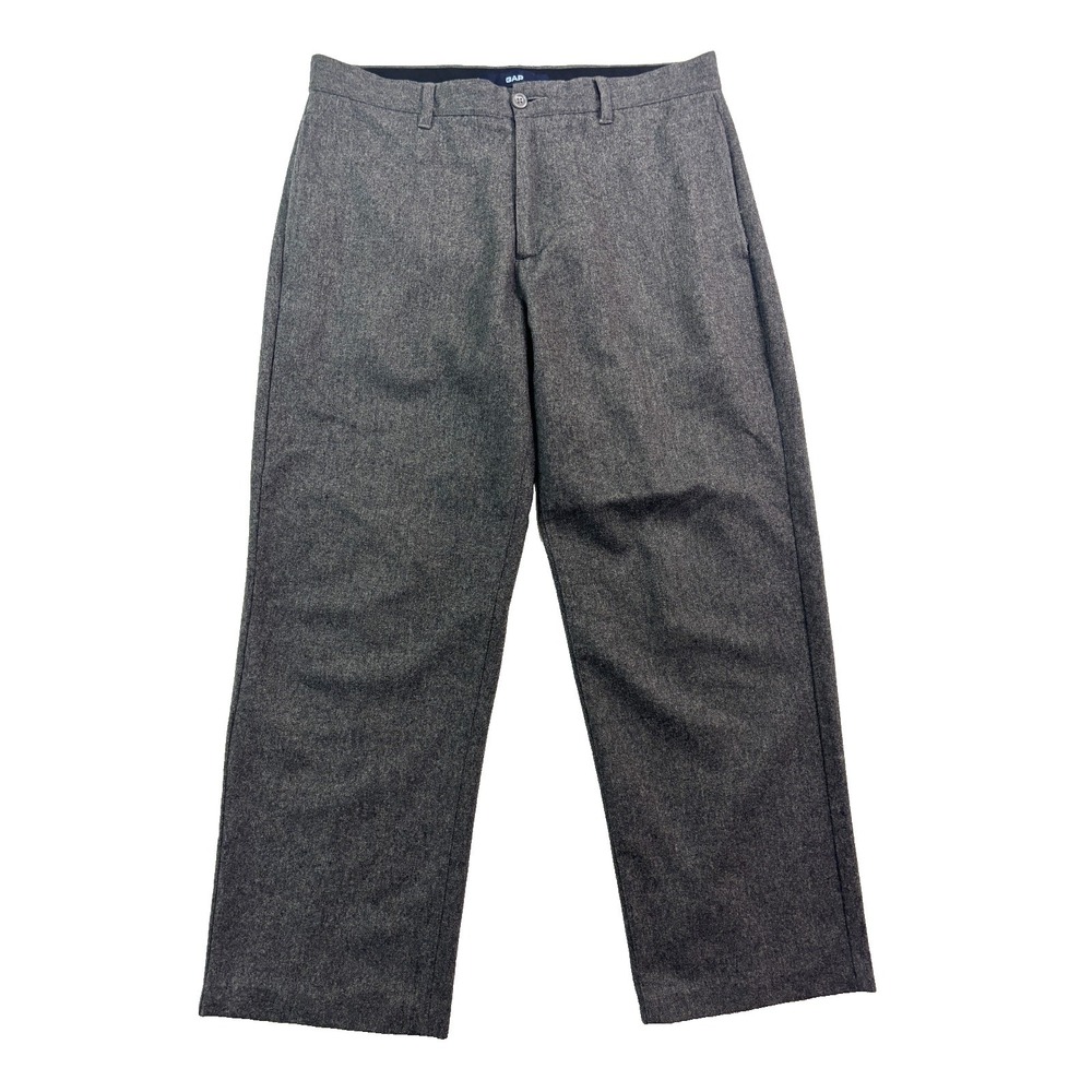 vtg Gap 35x30 Flannel Wool Dress Pants Flat Front Wide Leg Classic Fit Mens